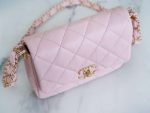 CHANEL WIDE SHOULDER BAG PINK FOR WOMEN 20.5CM / 8.1IN