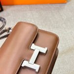 HERMES CONSTANCE MINI EPSOM SILVER TONED HARDWARE BROWN 19CM