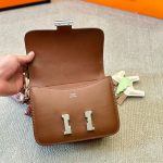 HERMES CONSTANCE MINI EPSOM SILVER TONED HARDWARE BROWN 19CM