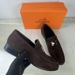 HERMES PARIS SUEDE LOAFER BROWN
