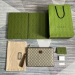 GUCCI POUCH WITH INTERLOCKING G BROWN 12IN/30.5CM 672953 92TCG 8563