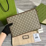 GUCCI POUCH WITH INTERLOCKING G BROWN 12IN/30.5CM 672953 92TCG 8563