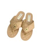 SANDAL CHANEL QUILTED FLIP FLOP SANDALS BEIGE