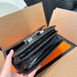 HERMÈS MINI CONSTANCE 19 SHINY ALLIGATOR PALLADIUM HARDWARE BLACK 19CM
