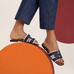 HERMES ORAN SANDAL BLEU BRUT